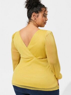 Torrid Gold Glimmer Knit Faux Wrap Top Size 6X